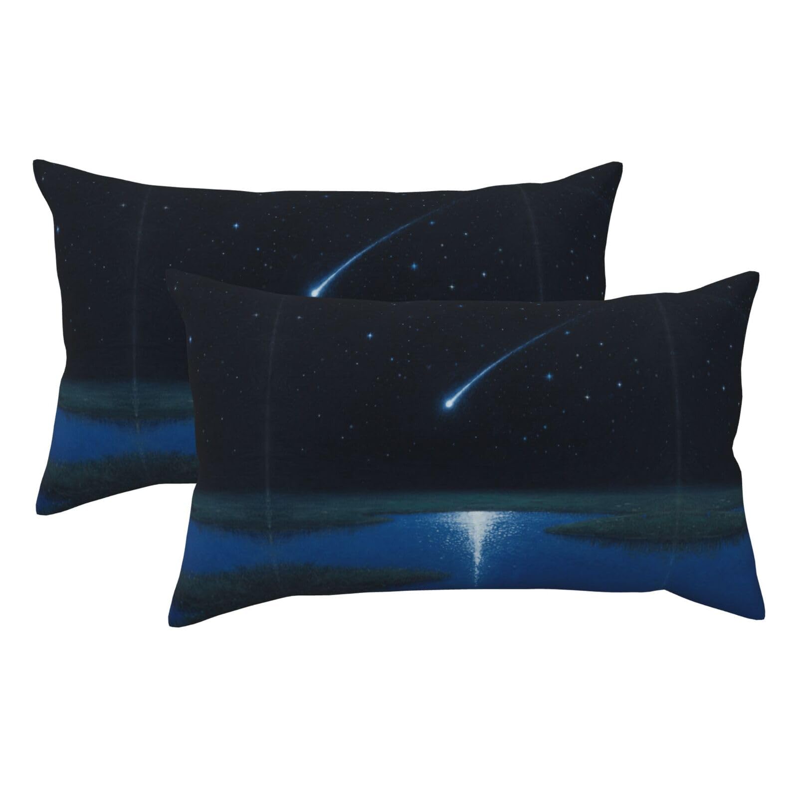 Starry Night Sky Luxury King Pillowcases Set of 2, Plush Velvet Feel Pillow Covers with Hidden Zipper, Skin & Hair Friendly, 20x36 Inches Pillow Cases for Sleeping Gift