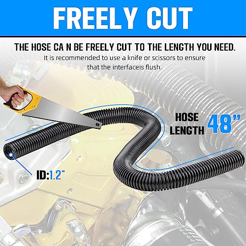 Irky 48" Flexible Radiator Hose Stainless Steel Universal Water Hoses Adapter Coolant Radiator Hose Kit With 4Pcs Chrome Caps (8 Clamps, Black) #TOP6