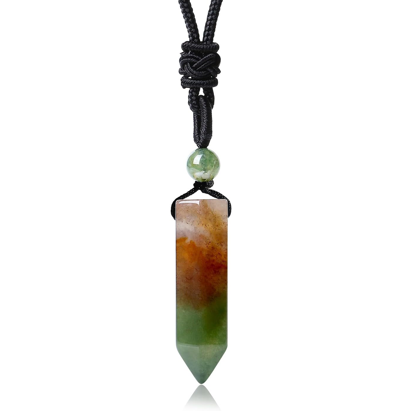 XIANNVXI Crystal Necklace for Men Women Adjustable Rope Hexagonal Point Healing Crystal Natural Stone Pendant Necklaces Gemstone Jewelry