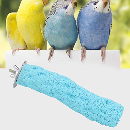 Image of Pet Bird Perch Standing Stick Mineral-Made Parrot Stand Toy Bird cage Perch Grinding Stick Chew Toy for Pet Birds, Parrot and Chinchilla(S-Blue)