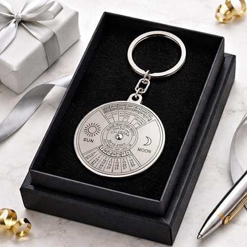 Image of Storite 50 Years Calendar Key Chain || Rotating Perpetual Calendar Key Ring ll Metal Keychain || Keychain For Bike Car Bag Silver