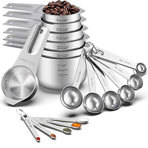 Set de 21 piezas de tazas y cucharas medidoras de acero inoxidable miniatura 1