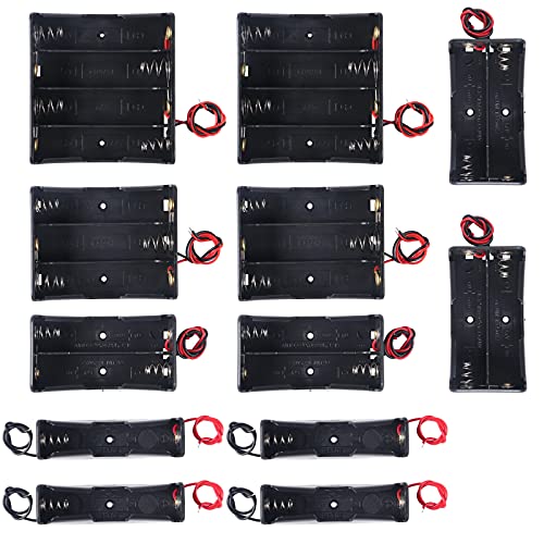 DORHEA 12PCS 18650 Battery Holder Bundle with Wire 18650 Battery Holder Case 3.7V 1/2/3/4 x 3.7V Series DIY Battery Storage Boxes 1/2/3/4 Slots Black Plastic Batteries Case for 18650 Battery