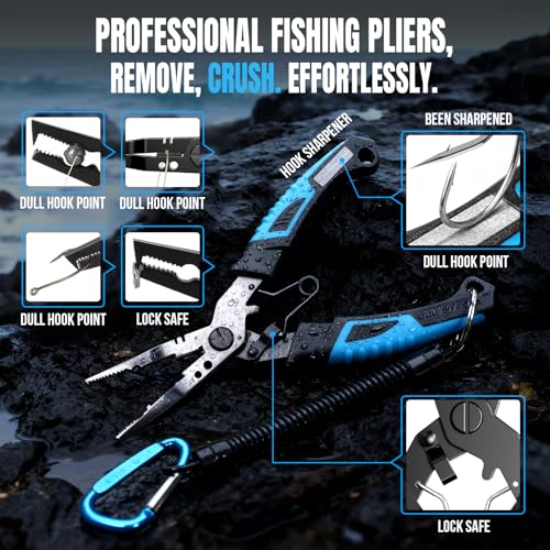 Image of PLUSINNO Fishing Gear, Fishing Tools, Fishing Accessories, Corrosion Resistant Fishing Pliers Kit, Fishing Knife, Floating Fish Lip Gripper Fishing Gifts for Men, Gifts for Fishermen