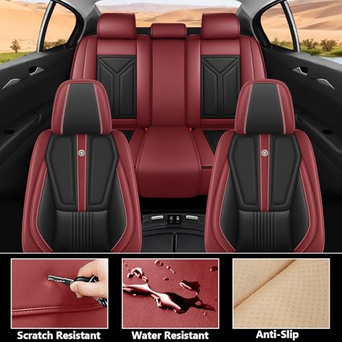 Image of Custom Car Seat Covers for Chevy Blazer 2019-2026,Easy install,Black Red | nappa leather seat protector,full coverage seat covers,all weather seat cover,waterproof,anti-slip,easy clean,5 seat Standard