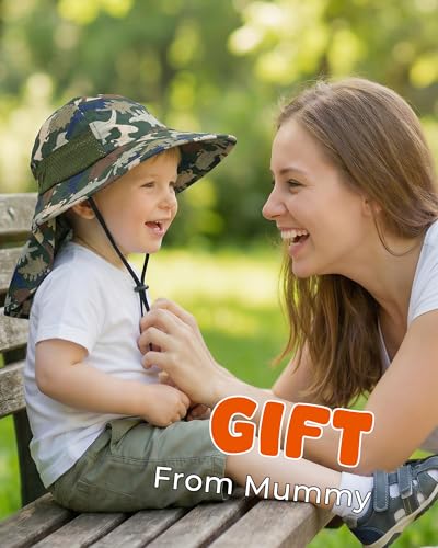 Image of Toddler Baby Sun Hat Kids Summer Beach Essentials Adjustable Beach Hats with Bucket Wide Brim for Boys Girls Age 0-14 Years