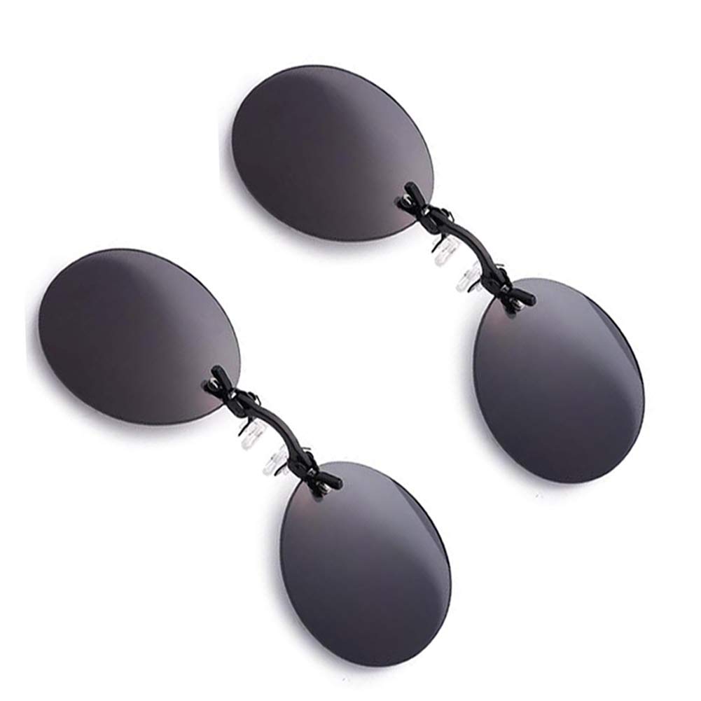PLOPLO2 Pack Retro Round Clip On Nose glasses Matrix Morpheus Movie rimless sunglasses