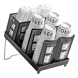 WORLUDE Foldable Organizer Cup holder - Stacking Cup Storage Holde with Straw Storage Box, Adjustable Coffee Cup Holder Organizer, Paper Cup Storage Rack for Weddings, Bars, and Parties (Black)