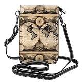 Malgré sa petite taille, le petit sac à main WHJSHOP vintage imprimé carte du monde est assez spacieux pour contenir un smartphone de 5,5 pouces ou plus petit dans sa poche magnétique pour téléphone, ainsi que deux poches principales pour les pièces de monnaie, les cartes et les billets, et trois emplacements intérieurs pour cartes pour un rangement organisé.