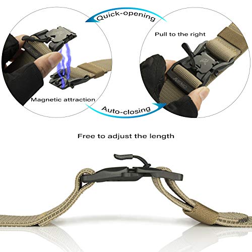 JUKMO Tactical Belt, Military Rigger 1.5‘’ Nylon Web Duty Work Belt with Magnetic Quick Release Buckle (Coyote, Large)