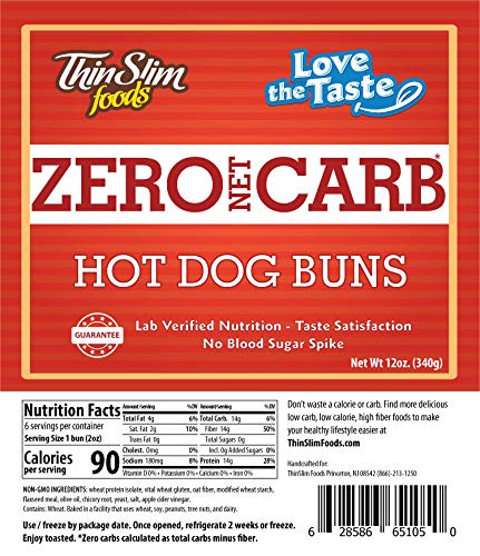 Thinslim Foods Low Carb Hot Dog Buns - Keto-Friendly 1 Pack (6 Buns) #TOP1