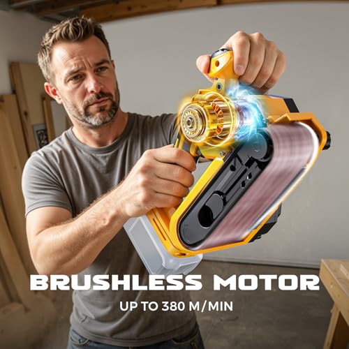 Image of Ecarke Cordless Belt Sander Compatible with DeWalt 20V Battery (Tool Only) 3x18 inch Bench Sander with Variable Speed (120-380 m /min), with Dust Bag & 3 Sanding Belts(80 /120 /320 Grit) for Woodworking