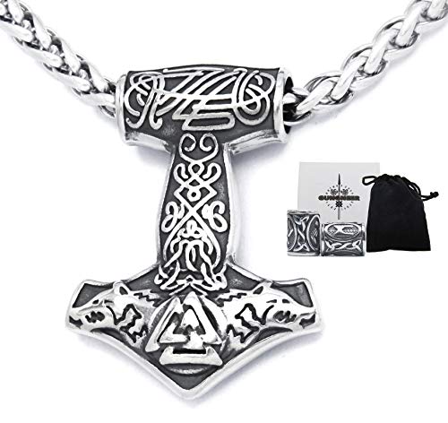 Triskele Triquetra Valknut Mjolnir Thors Hammer Necklace Pendant Stainless Steel Viking Accessories Norse Viking Jewelry Men