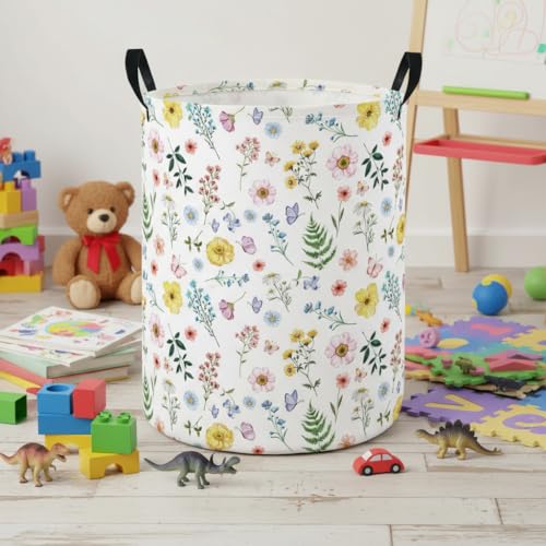 Image of Baby Laundry Hamper Basket Baby Hamper for Nursery Boy and Girl Cute Storage Bin Organizer Boho Room Decor(Colorful Flower)