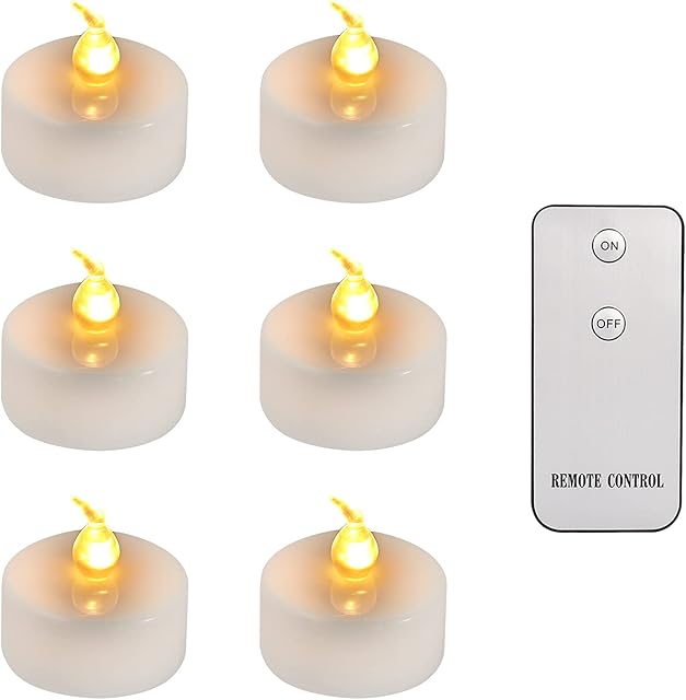 MI CASA LED Flameless Candles, Pack of 6 Realistic and Bright Flickering Battery Operated LED Votive Tea Light Candles with Remote Controlled for Christmas Wedding Festival Celebration, Warm White