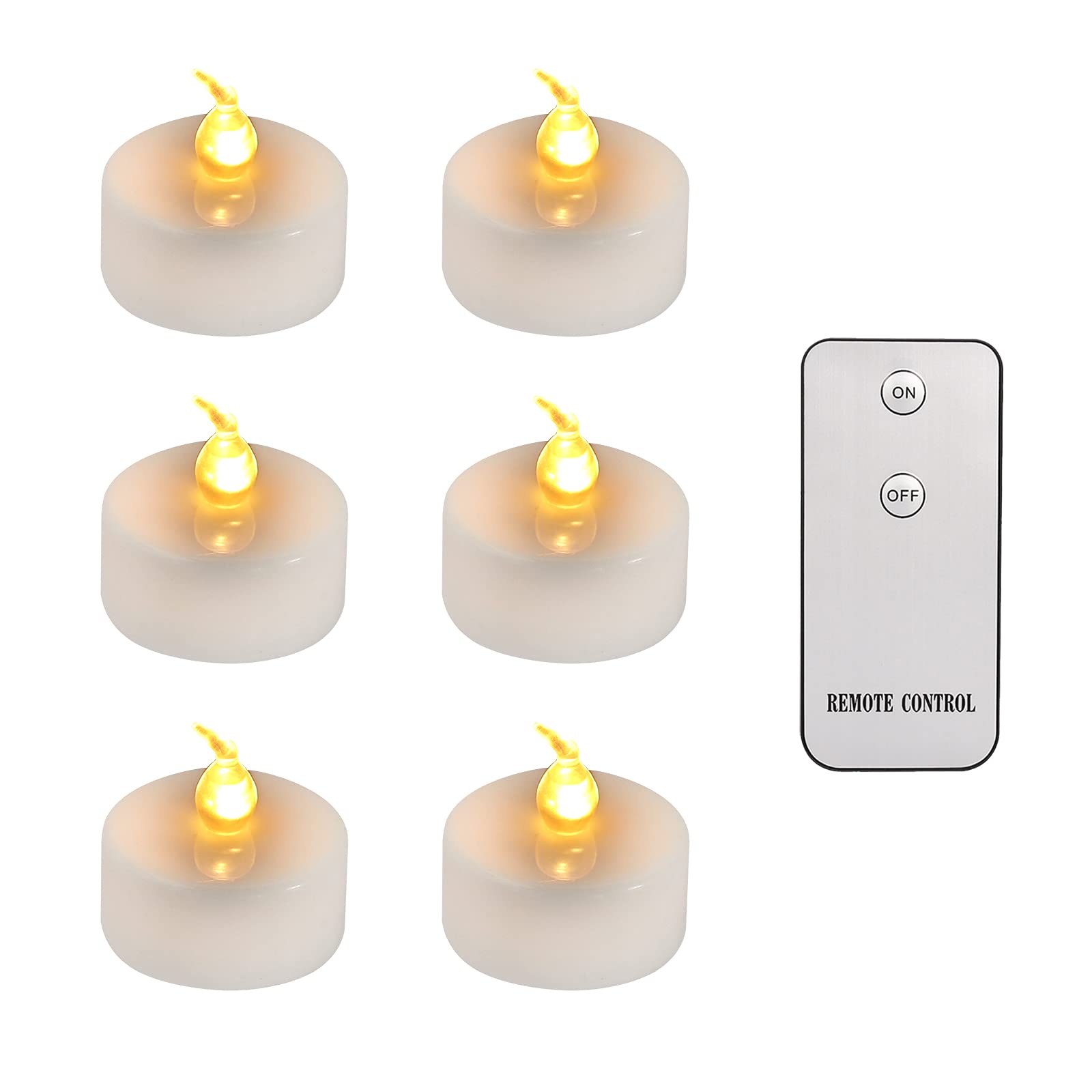 MI CASA LED Flameless Candles, Pack of 6 Realistic and Bright Flickering Battery Operated LED Votive Tea Light Candles with Remote Controlled for Christmas Wedding Festival Celebration, Warm White