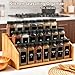 JARXSUN 24Pcs Spice Jars Containers with Labels，4oz Black Seasoning Bottles with Shaker Lids for Rack, Cabinet, Drawer,Empty Square Condiment Pots (24, Black)