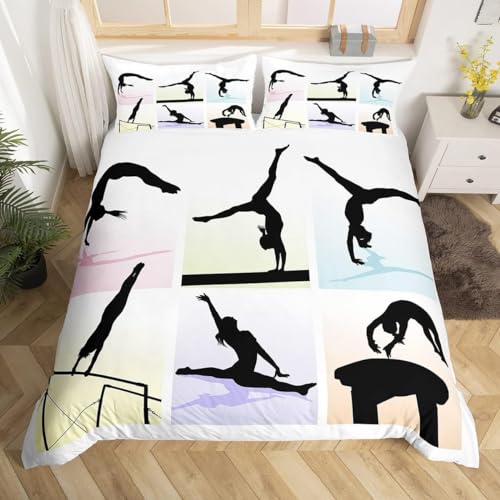 Homewish Black Girl Gymnastics Duvet Cover King Gymnast Dancer Bedding Set