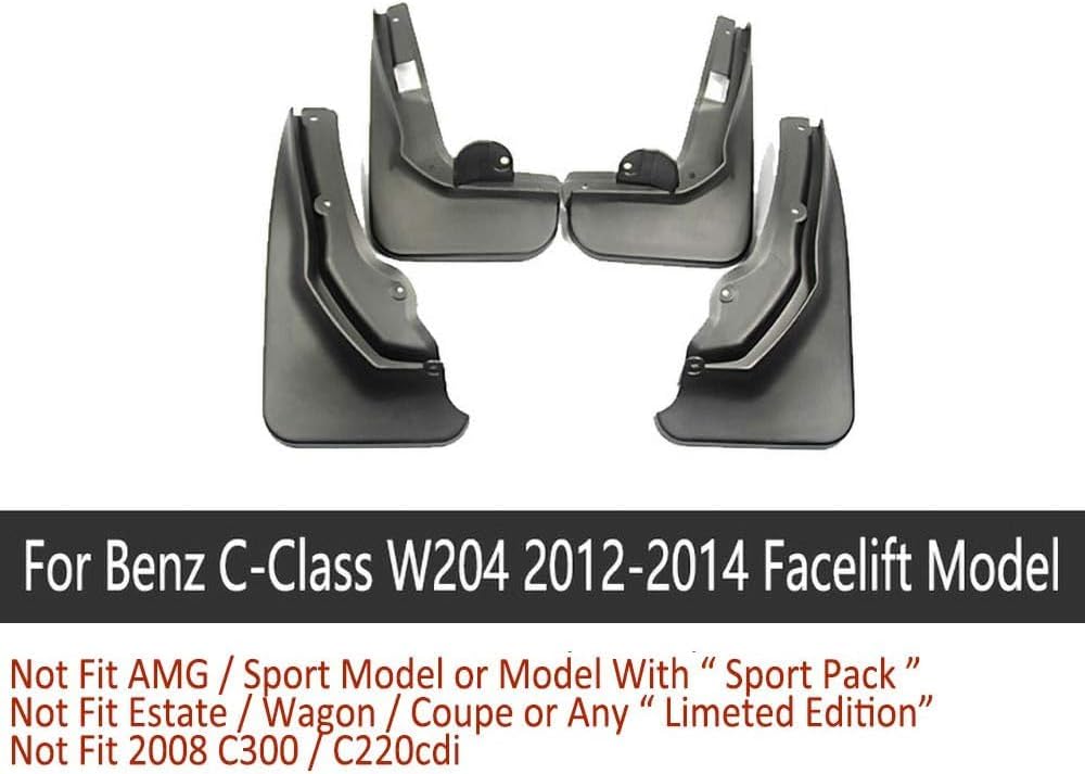 4 PCS Front Rear Car Mudflaps for Mercedes Benz C-Class W204 2012 2013 2014 Facelift Model Fender Mud Guard Flap Splash Flaps Mudguards Accessories