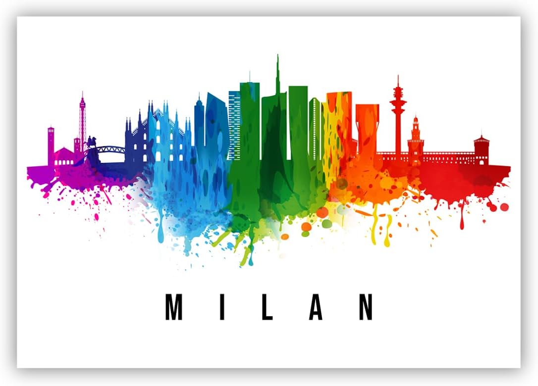 Pera Print Italy Poster, Italy-Milan Poster, Italy Illustration Skyline City Poster, Modern Skyline Poster, Cityscape and Landmark Print, Home-Office Wall Art Decoration