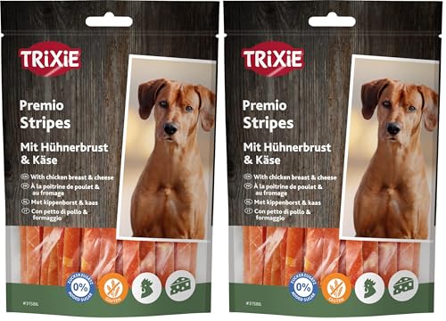 TRIXIE Tiras de Pollo y Queso sin Gluten Premio Tiras de Pollo con Queso, 100 g - 31586 (Paquete de 2)