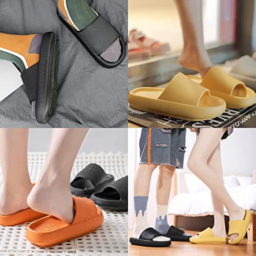 【𝟐 𝐏𝐀𝐂𝐊】 Cloud Slides Unisex-Adult Cloud Slides For Women And Men Non Slip Shower Slippers Cloud Slippers For Women And Men Slides For Women And Men House Slippers For Women And Men Black #TOP4
