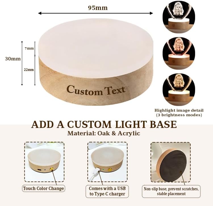 Miniatura 9 de AVAGifts Foto de cristal 3D, regalo personalizado  Regalos personalizados para papá y mamá, él, ella, esposa y marido. Regalos de imagen