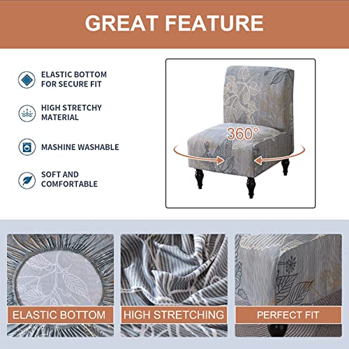 Image of Eco-Ancheng Armless Chair Slipcover - Removable, Washable, Printed Accent Chairs for Living & Dining Room