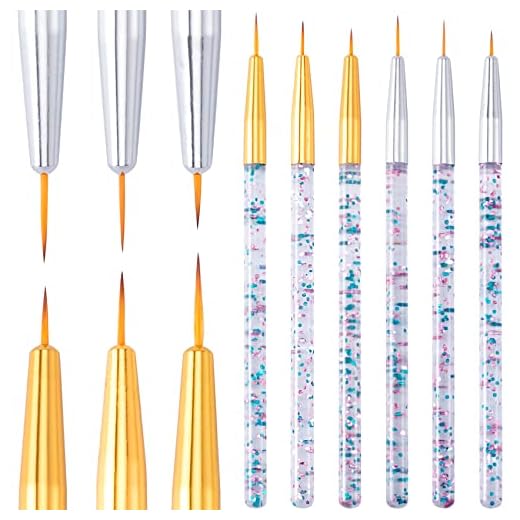 OIIKI Eyeliner Brush Fine Point 12pcs, Thin Water Activated Eyeliner Brush, Eye Makeup Gel Graphic Eyeliner Brush, Liquid Eye Liner Brush Nail Art Detail Makeup Brush Set Eyelash Applicator Tool (Gold, Silver)