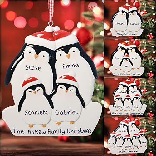 Personalised Christmas Decoration Penguin Family of 3 My 1st Xmas Baby Gift Ornament Keepsake