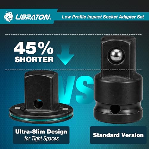 Image of LIBRATON Low Profile Impact Socket Adapter Set, 4pc Magnetic Converter Kit