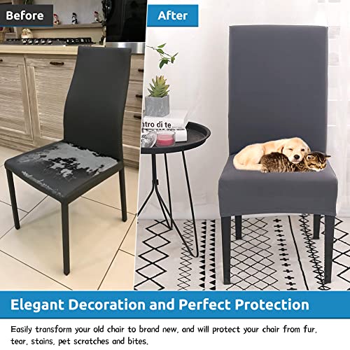 Inmozata Chair Covers For Dining Room Set Of 4, Spandex Fabric Fit Stretch Dining Chair Covers, Washable Removable Parson Chair Slipcovers For Hotel,Ceremony,Banquet,Wedding Party (Gray) #TOP3