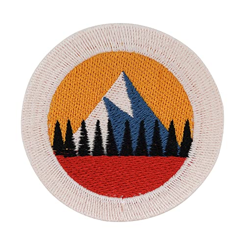 Kleiner Berge Patch zum Aufbügeln | Vintage Berg Patches Mini Baum Bügelbild Wald Aufbügler Bäume Aufnäher Wanderer Outdoor Bügelpatch Finally Home Cover