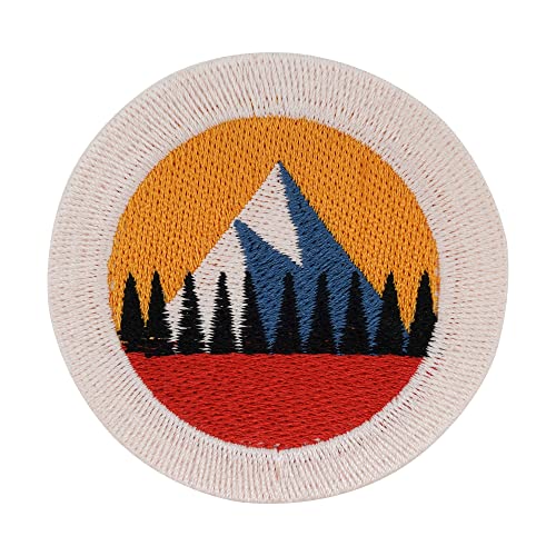 Kleiner Berge Patch zum Aufbügeln | Vintage Berg Patches Mini Baum Bügelbild Wald Aufbügler Bäume Aufnäher Wanderer Outdoor Bügelpatch Finally Home