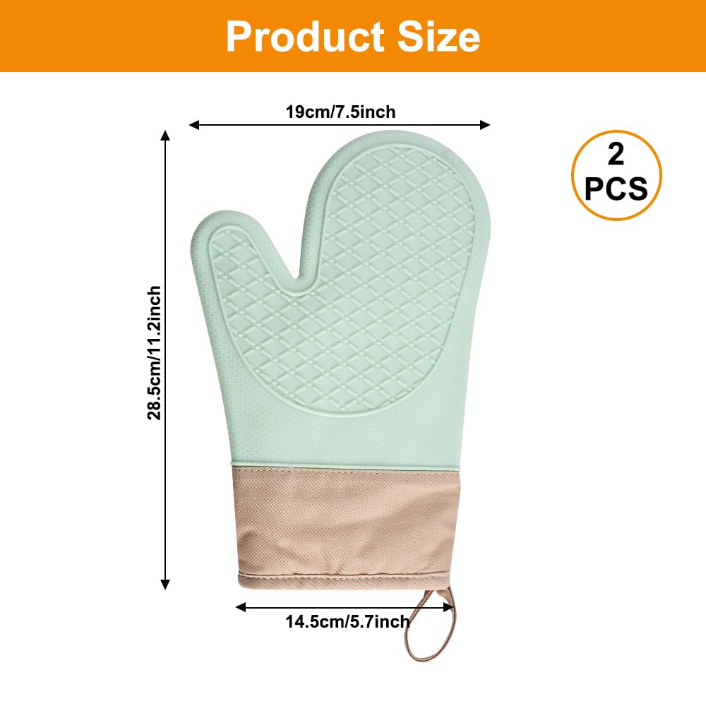 Hovico Guanti Da Forno In Silicone, Resistenti Al Calore Fino A 500°C, 2 Pezzi, 29,5 Cm, Con Fodera In Cotone, Presa Antiscivolo, Senza BPA, Lavabili In Lavatrice, Grigio