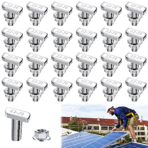 Spetsbst 24 Stück Hammerkopfschrauben M8 Edelstahl M 8 x 30mm Schrauben und Flanschmuttern M8 für Gewächshaus Solar Montageschienen Photovoltaik (M 8 * 30mm)