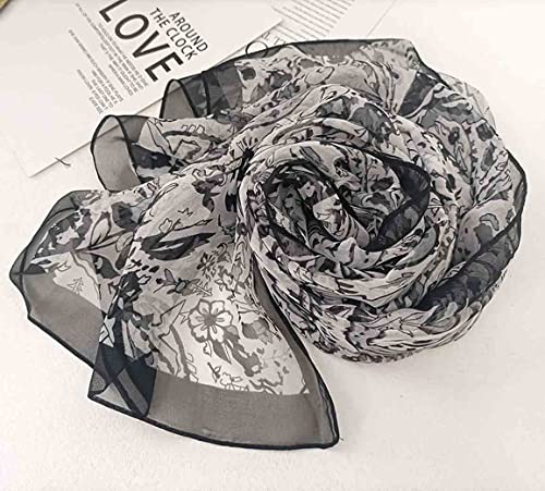 Image of Pokeedioty Scarfs for Women Lightweight Scarves Elegant Floral Pattern Sheer Scarfs Shawls Wraps