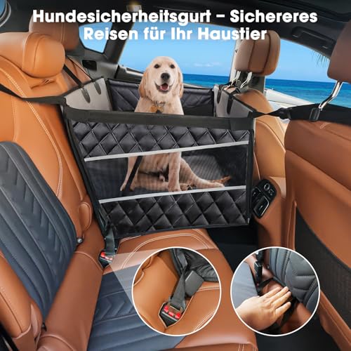 MIXJOY Hunde Autositz Extra Stabiler, Hundesitz Auto Wasserdichter Rutschfester Hundeautositz Hundesitz Mittlere/Großer Hunde, Verstärkter Hundesitz Auto Rückbank mit 4 Befestigungsgurten