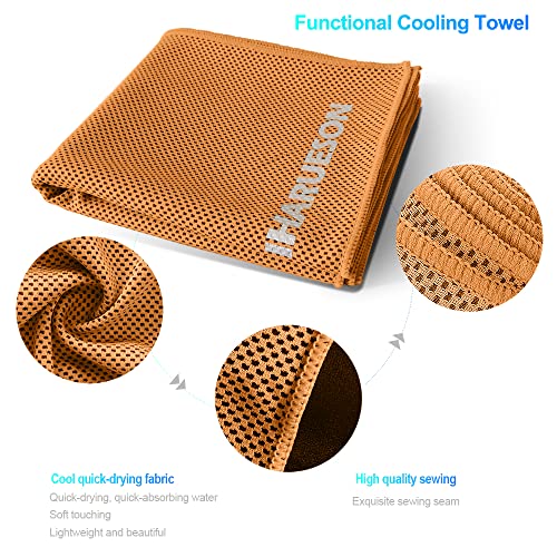 Biharueson Instant Cooling Towel Camping Travel Chilly Towel With Travel Bag & Carabiner, Soft Breathable Light Microfiber Ice Towel,For Yoga Climbing Fitness Hiking Gym Travel Camping 40X12In Orange #TOP6