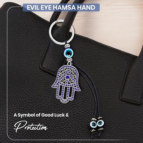 Image of Storite Set of 3 Evil Eye Keychain For Bike /Car, Gifting with Key Ring, Anti-Rust Blue