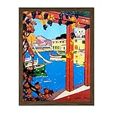 Wee Blue Coo Travel Tourism Paris Lyon Mediterranean Vintage Large Framed Art Print Poster Wall Decor 18x24 inch