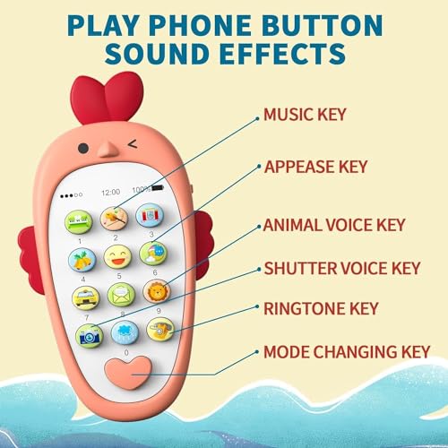Image of Brand Conquer Cell Phone Toy with Music Sensory Learning Toys with 12 Functions with Light Music Toys for 1.5 Year Old Girl /Boys Teething Toy for Babies Infants Gifts for Kids (Cellphone Blue)