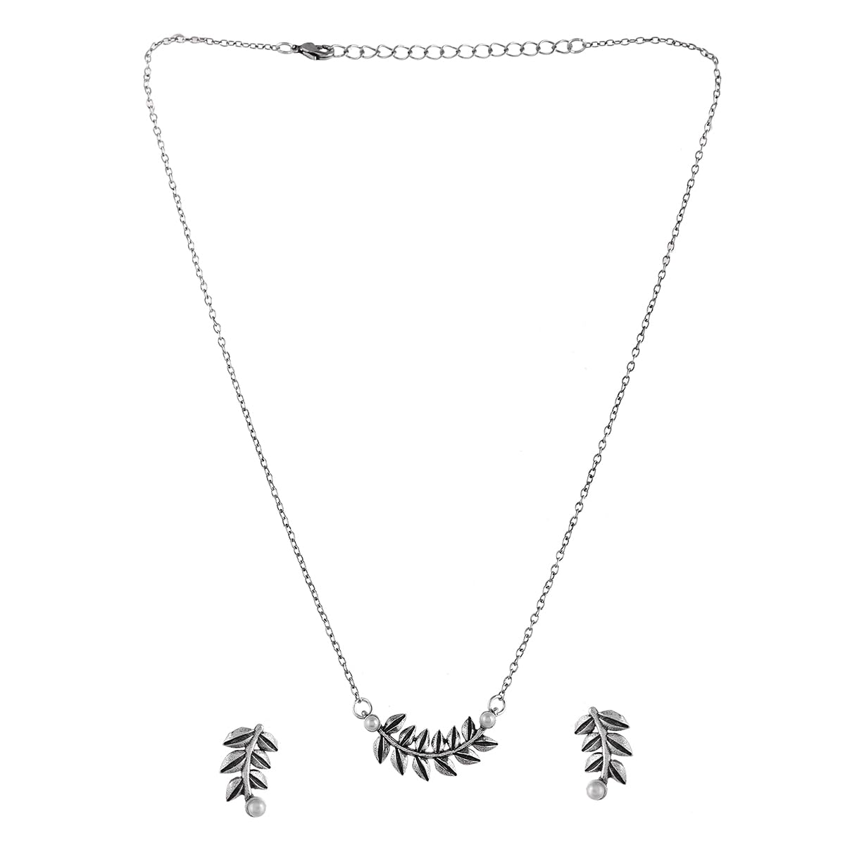 VOYLLAFresh Fern Bella Necklace Set for women|Oxidised Necklace Set For Women|EveryDay|Festive|Wedding|Gift For Women|