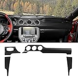 CheroCar for Mustang Center Console Dashboard Panel Trim Cover Kit Meter Frame Interior Decoration Accessories for Ford Mustang 2015-2022 (Carbon Fiber)