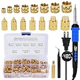 390PCS Soldering Iron Heat Set Insert Tool,90W Digital Soldering Iron with 380 PCS Threaded Inserts Nut,6PCS Heat Set Insert Tips,2PCS Soldering Tip Connecting Rods (390PCS)