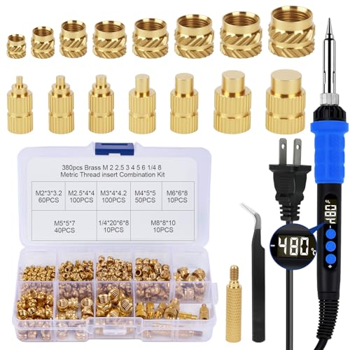 390PCS 90W Soldering Iron Heat Set Inserts Tool with M2-M8 Threaded Inserts