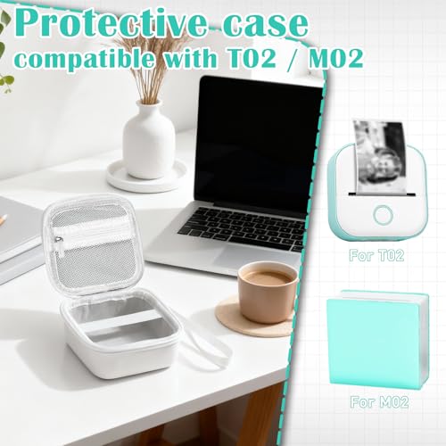 Funda para impresora Phomemo M02 Mini rígida antiimpactos con 3 rollos adhesivos 2