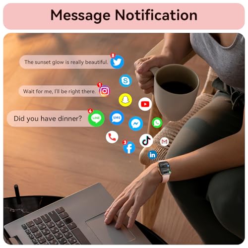 Tensky Smart Watch for Women/Men Android & iPhone, 1.85" Touch Screen Fitness Tracker with Answer/Make Call, IP68 Waterproof Heart Rate/SpO2/Sleep Monitor, Pedometer, 100+ Sport Modes (2 Bands)2