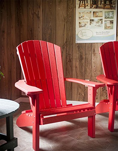 Leisure Lawns Poly Plastic Fanback Adirondack Chair, Outdoor Patio Chair - Amish Made In Usa (Red) #TOP3