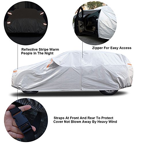 Kayme 6 Layers Hatchback Car Cover Waterproof All Weather For Automobiles, Outdoor Full Cover Rain Sun Uv Protection With Zipper Cotton, Universal Fit For Hatchback (Up To 177 Inch) #TOP2